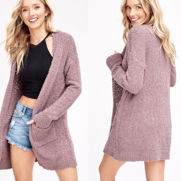 Aluna Levi Sweaters - LAST ONE🦋Soft Chunky Knit Popcorn Cardigan Mauve